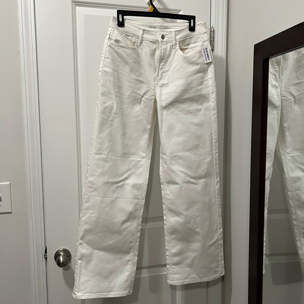 Old Navy Women's White Wide Leg Jeans